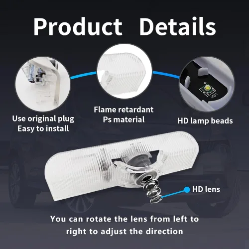 Vista 3 de Proyector de luces LED para puerta de automóvil, 2 unidades, compatible con Altima 2002, luces de charco, kit de luz de sombra fantasma, accesorios