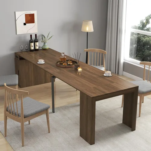 Vista 14 de JOYSOURCE Mesa de comedor extensible para hasta 12 personas de 20 a 119 pulgadas, ajustable, grande, extra larga, rectangular, ahorro de espacio