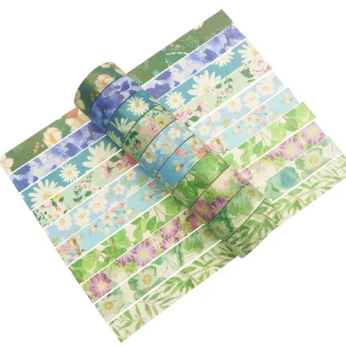 Vista 5 de VIVIQUEN Juego de 20 rollos de cinta washi de flores, 0.591 in de cinta washi floral para diario de viñetas, cintas decorativas de enmascaramiento