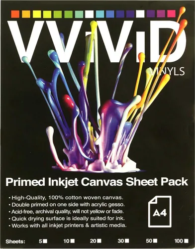 Vista 3 de VViViD Lona de inyección de tinta 100% algodón real imprimible LTR 8.5 x 11 125 libras. 340gsm 17mil (200 hojas)