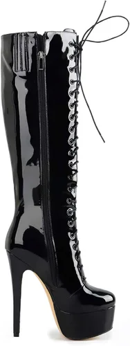 Vista 3 de Richealnana Botas altas hasta la rodilla con cordones y plataforma para mujer