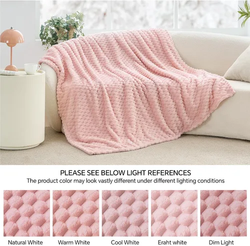 Vista 55 de BEDELITE Manta de forro polar para sofá y cama, manta decorativa de jacquard 3D de almendra, súper suave y acogedora, manta mullida cálida adecuada