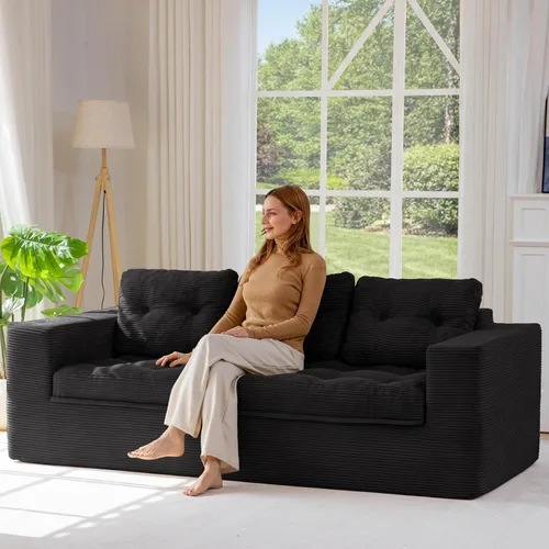 Vista 42 de MAXYOYO Sofá sin hueso, sofá de nube en forma de L de 96 pulgadas con Gris oscuro