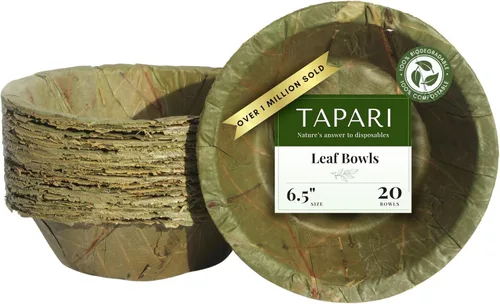 Vista 7 de TAPARI - Mini cuencos desechables, paquete de 20 mini cuencos de hojas, 4 pulgadas, resistentes y ecológicos, cuencos compostables y biodegradables
