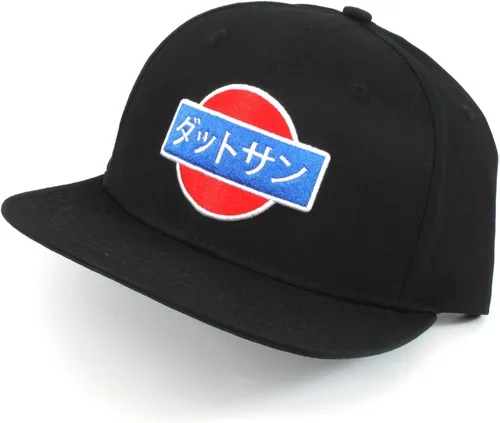 Vista 3 de Rotary13B1 Gorra de béisbol Datsun Kanji - Sombrero negro de ala plana, Negro