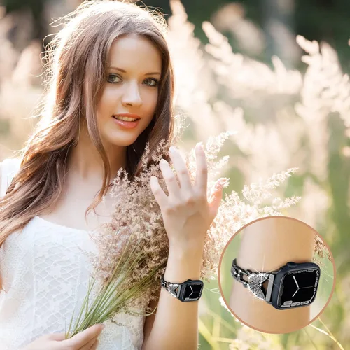 Vista 5 de YGTIECS Compatible con correas de Apple Watch para mujeres de 1.654 pulgadas (1.654 pulgadas), 1.614 pulgadas, 1.575 pulgadas, 1.496 pulgadas, 1.496