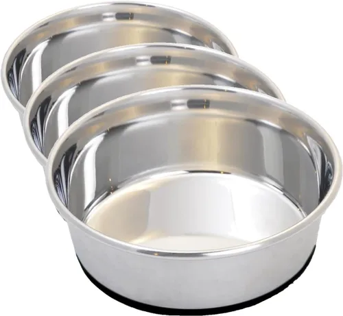 Vista 5 de Van Ness Pets - Cuenco de acero inoxidable mediano y ligero para perros, 32 onzas, plato para alimentos y agua, natural