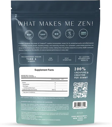 Vista 2 de Zenos Health CreaZen - Gomitas de monohidrato de creatina - Suplemento de creatina para el crecimiento muscular, la fuerza, la recuperación