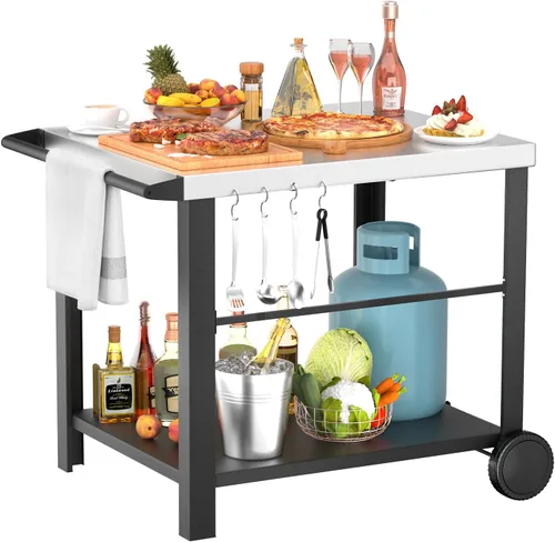 Vista 13 de Mesa de Parrilla Plegable para Interior Portátil Compatible con Parrilla de Madera al Aire Libre Ninja (Serie OG701 OG850 OG951), Espacio Grande