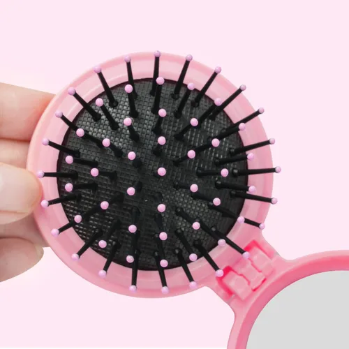 Vista 6 de 2 cepillos de pelo plegables para espejo de viaje, peine de pelo de bolsillo, cepillo de pelo con espejo, mini cepillo de pelo redondo para mujeres