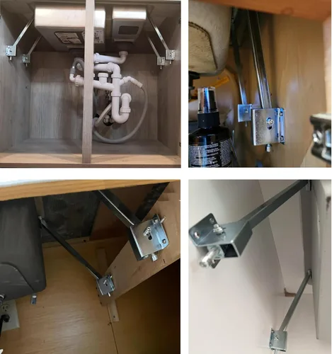 Vista 9 de Kit de reparación de fregadero de montaje inferior, soportes para fregadero caído, acero de aleación, gris plateado, montaje inferior, 5
