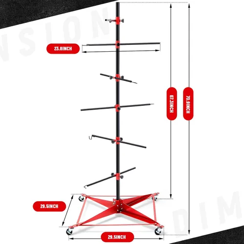 Vista 4 de DaisyInner Soporte de panel de pintura de árbol de 70.87 pulgadas, soporte de panel ajustable para colgar con 4 ruedas de pintura con recubrimiento