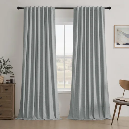 Vista 69 de UHITECH Cortinas opacas de 35 pulgadas de largo para sala de estar, 2 paneles, cortina opaca corta para cocina para ventanas pequeñas, cortinas