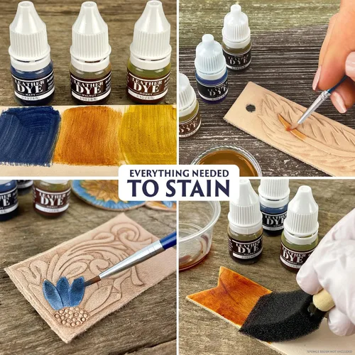 Vista 7 de Kit de trabajo de cuero ArtSkills para principiantes con herramientas de cuero, tintes y sellos - Kit de arte y manualidades para adultos