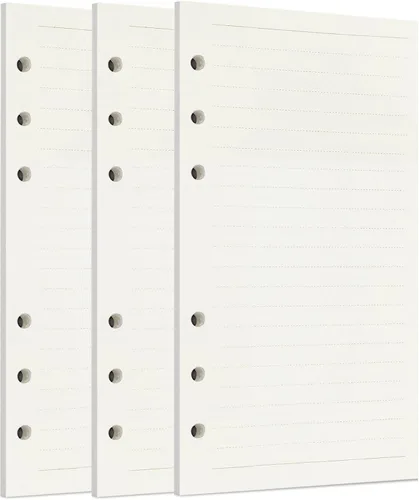 Vista 15 de Zelten 1 paquete A5 de 80 hojas/160 páginas 4 en 1 rayado cuadrado punteado en blanco hojas sueltas perforadas papel de repuesto de papel