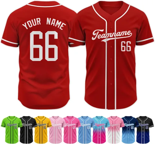 Vista 37 de Custom Baseball Jersey Stitched Personalized Name Number Baseball Shirts Sports Uniform for Men Women Boy