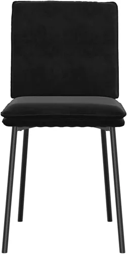 Vista 5 de Modern Black Velvet Dining Chair Set of 4, Compact Rectangular Design for Small Spaces, Sturdy Metal Frame and Plush Seating for Dining Room Kitchen