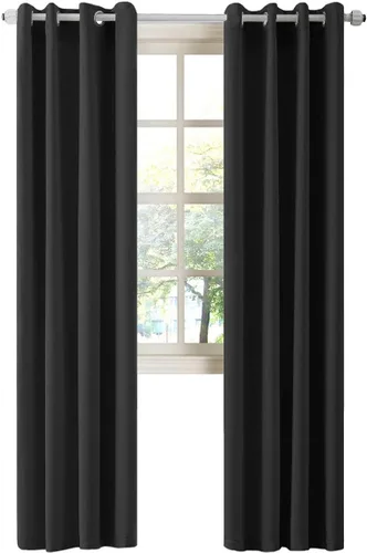 Vista 100 de LA PALMA Cortinas opacas con aislamiento térmico y ojales, para sala de estar, dormitorio, paquete de 2 paneles