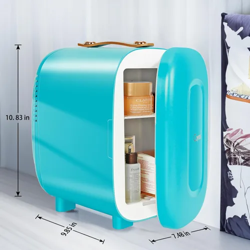 Vista 7 de Caynel - Minirrefrigerador termoeléctrico portátil (4 L/6 latas), CA/CC, enfriador y calentador para cosméticos, alimentos, bebidas y maquillaje