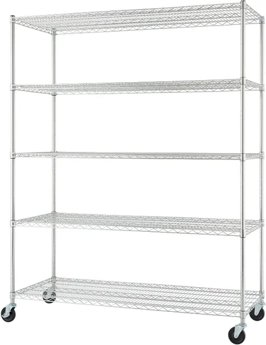 Vista 12 de Trinity Basics Estantería de alambre ajustable de 3 niveles con ruedas para organización de cocina, almacenamiento de garaje, cuarto de lavandería