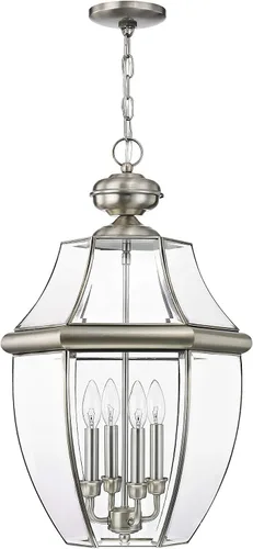 Vista 4 de Livex Lighting 2357-91 Monterey - Farol colgante para exteriores con 4 luces, níquel cepillado