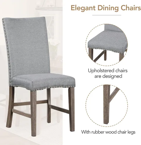 Vista 5 de Mid-Century - Juego de mesa de comedor de 7 piezas con mesa extensible y 6 sillas ergonómicas acolchadas, juego de comedor para 6, mesa de comedor