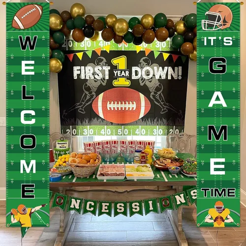 Vista 2 de Cartel de bienvenida para porche de fútbol, decoración de fiesta para el día del juego, deportes, puerta, casa, fiesta, suministros