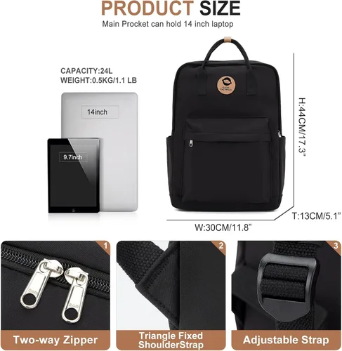 Vista 3 de backpack for men women, a1-Negro, Classic