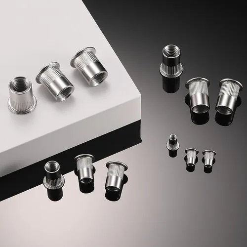 Vista 8 de Tuerca de remache de 1/2 "-13UNC de acero inoxidable 304 cabeza plana remache roscado inserto Nutsert tuerca remache, cuerpo moleteado
