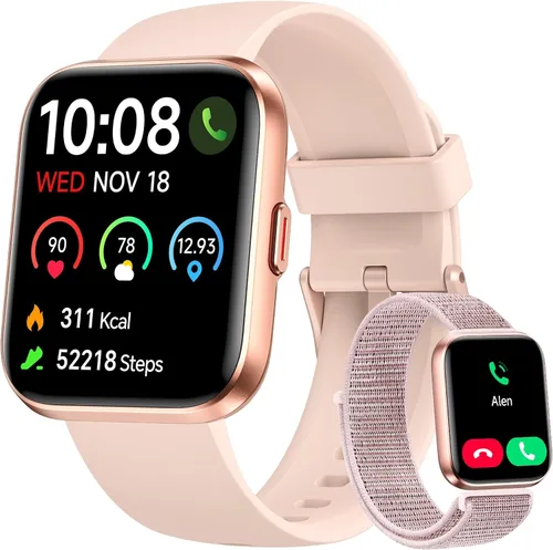 Vista 10 de Woneligo Reloj inteligente para mujer, responder/hacer llamadas, Alexa integrado, pantalla táctil de 1.85 pulgadas, rastreador de actividad física