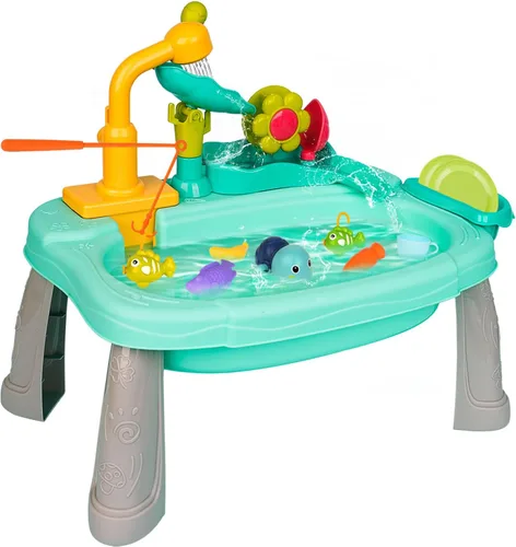 Vista 9 de STBEIMEIMY Fregadero de Juego para Niños con Agua Corriente, Mesa de Agua Mini, Juguetes de Agua, Grifo Mejorado y Platos de Juego, Juguete