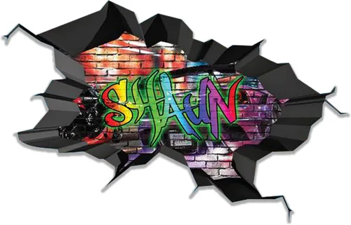 Vista 27 de Calcomanía de pared con nombre personalizado, graffiti 3D Arte personalizado vinilo decorativo adhesivo Removible Despegar y pegar Borde