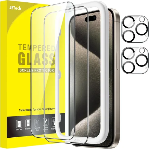 Vista 26 de JETech Protector de pantalla para iPhone 11 de 6.1 pulgadas con protector de lente de cámara, película de vidrio templado, paquete de 2