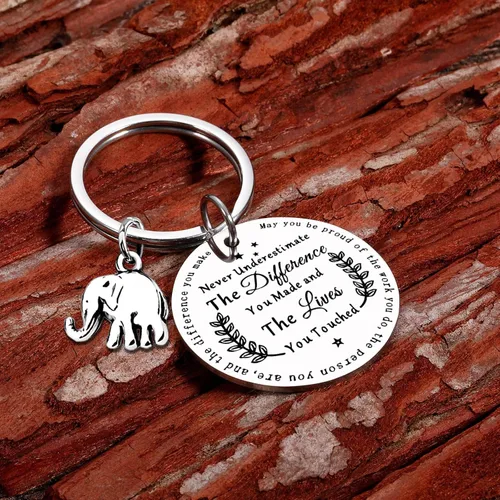 Vista 3 de Appreciation Gifts Inspirational Elephant KeychainS Thank You Keyring for Women Teacher Volunteer Employee Gifts