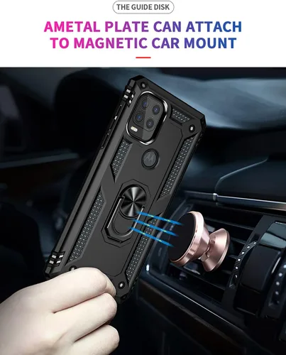 Vista 4 de Androgate Funda compatible con Moto G Stylus 5G con protector de pantalla HD, soporte de anillo de grado militar, soporte para automóvil, prueba