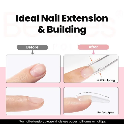 Vista 20 de Beetles Kit de Gel Duro para Uñas Clásico Neutro 3 Colores 9 en 1 Extensión de Uñas Esculpido de Alta Dureza para Profesionales de Salón Gel