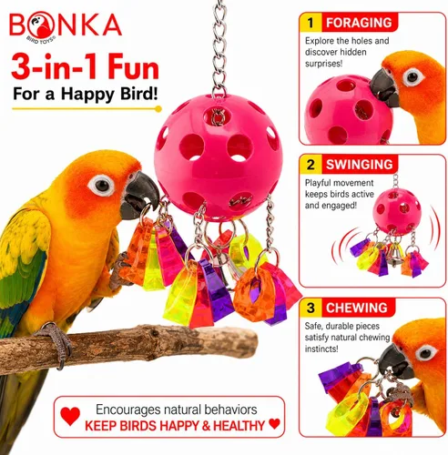 Vista 2 de Bonka Bird Toys 1938 Paci Pull Colorido Chupete Anillo Acrílico Loro Parrotlet Budgie Quaker Africano