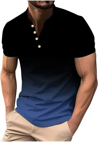 Vista 11 de Camisetas para hombre con gráfico divertido de manga corta con cremallera de un cuarto, camiseta polo de verano casual elegante para gimnasio