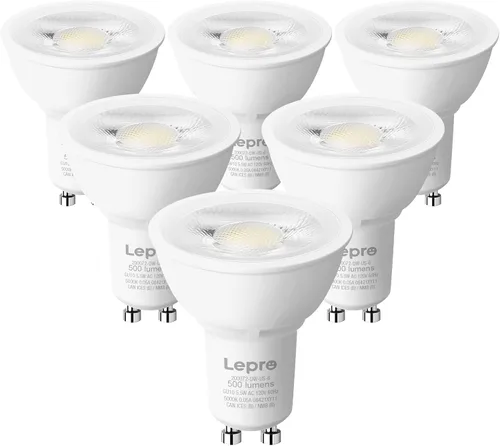 Vista 10 de Lepro Bombilla LED GU10 regulable, bombillas halógenas equivalentes a 50 W, 5.5 W, 3000 K, repuesto de luz cálida suave para iluminación de riel