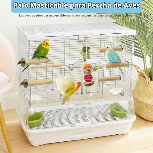 Vista 5 de Tfwadmx Plataforma de madera natural de juguete para pájaros de perca