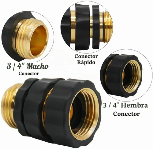 Vista 2 de Lifynste Accesorios de conector rápido para manguera de jardín de 3/4 pulgadas, fácil conexión, juego macho y hembra, (2)