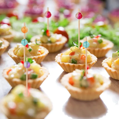 Vista 8 de ALINK Paquete de 100 palillos de cóctel, palillos de dientes de perlas coloridas para aperitivos, pinchos de madera para alimentos, bebidas, fiestas