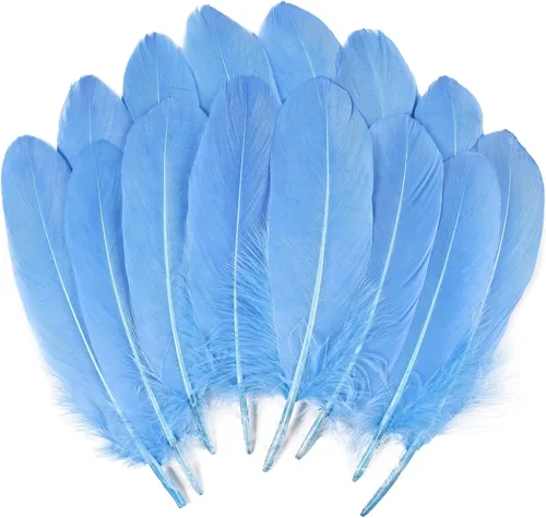 Vista 29 de THARAHT 120 plumas de ganso azul aguamarina naturales a granel de 6-8 pulgadas 5.9-7.9 in para manualidades, bricolaje, cosplay, boda, fiesta