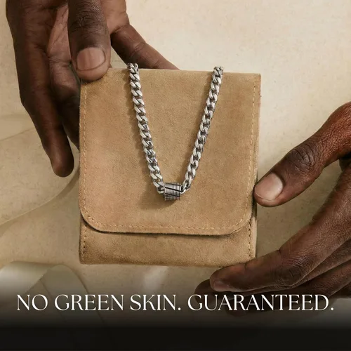 Vista 6 de Galis Cadenas clásicas para hombre, cadena de eslabones cubanos con dije de cuentas pequeñas, acero inoxidable de corte de diamante, collar chapado