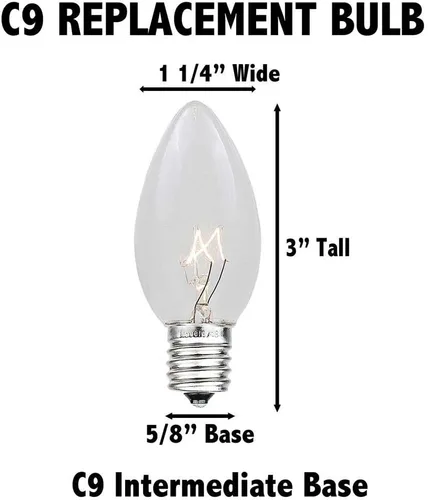 Vista 6 de Novelty Lights Paquete de 25 bombillas de repuesto de cerámica C9 para exteriores, azul, base intermedia E17/C9, 7 W E17 Intermediate Base, 7