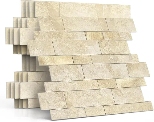 Vista 11 de Azulejo protector contra salpicaduras para cocina, despegar y pegar, acabado mate de piedra, pegatinas de azulejos para baño, panel de pared 3D
