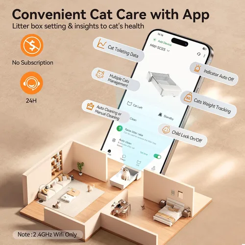 Vista 5 de Meowant Caja de arena para gatos autolimpiante con control de aplicación