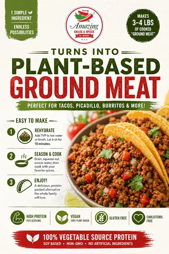 Vista 3 de Proteína vegetal texturizada TVP 1LB - Sustituto de carne de soja sin sabor