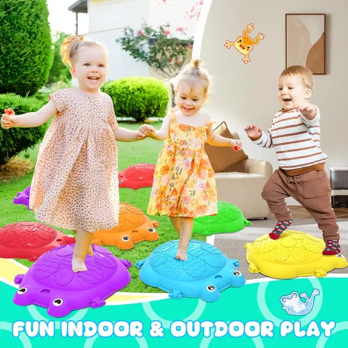 Vista 4 de Piedras de Equilibrio para Niños, 12 Piezas de Ranas, Piedras de Equilibrio Antideslizantes, Juguetes Sensoriales para Niños de 3 a 5 Años, Juego