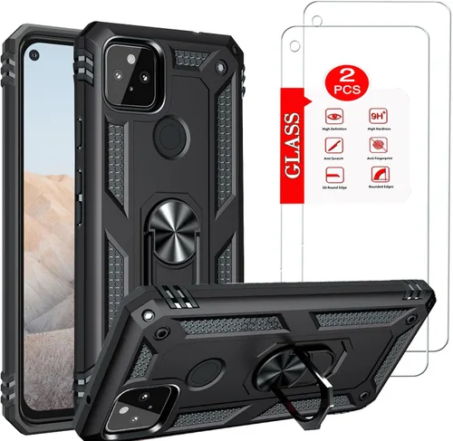 Vista 7 de Funda para Google Pixel 3A con [2 unidades] Protector de pantalla de vidrio templado, para Google Pixel 3A Heavy Duty Armor [Grado Militar], funda